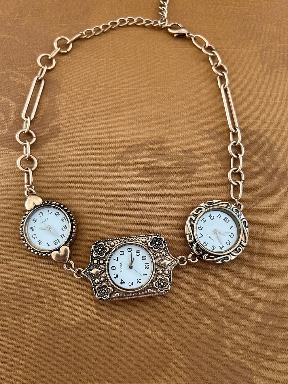 Free People Timeless Watch Gold Toned Choker Adjustable Necklace